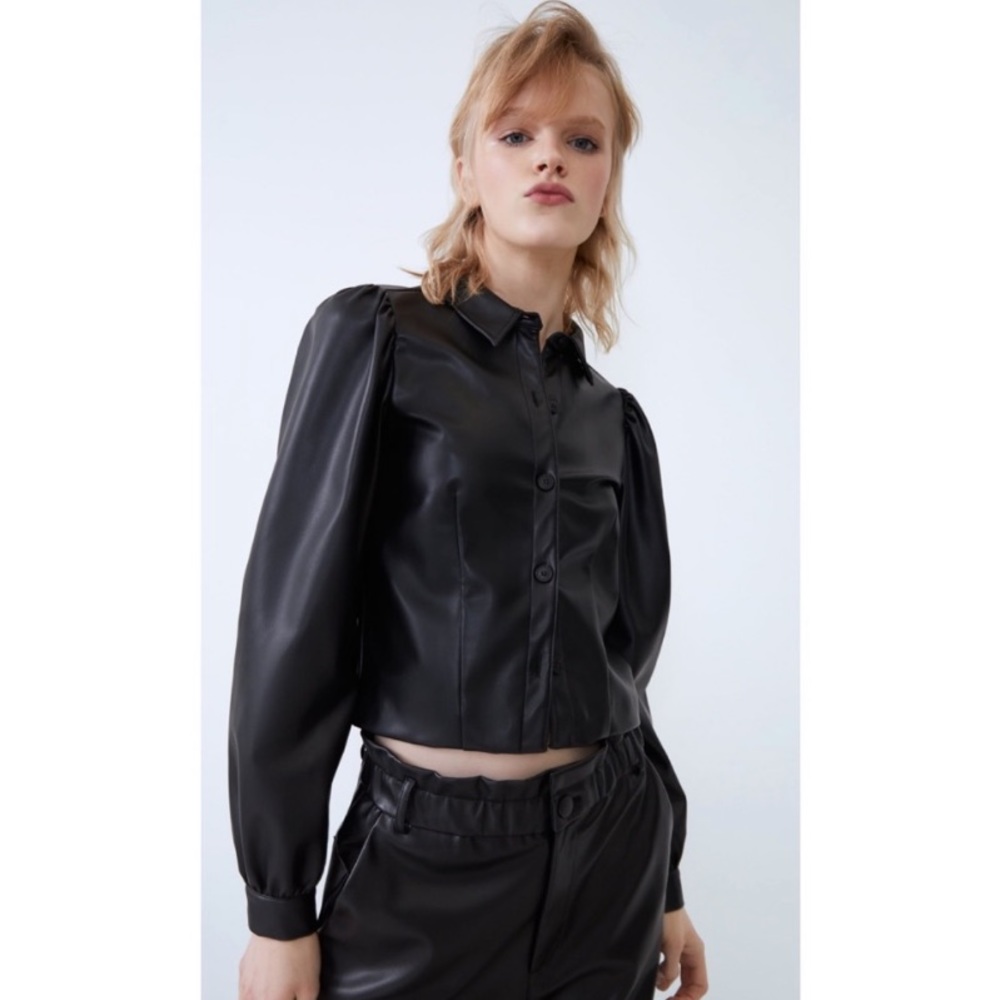 Zara voluminous leather jacket